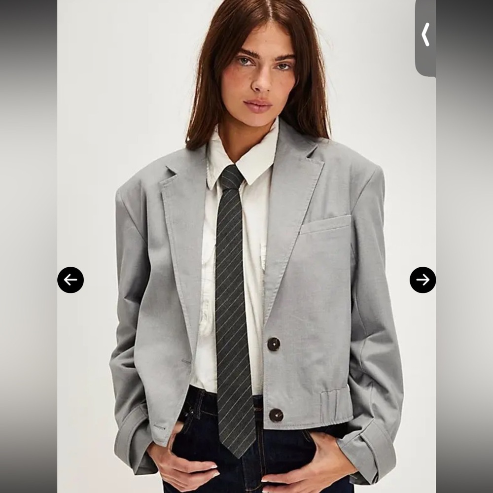 NWOT FREE PEOPLE Agnes Solid Jacket - Heather Grey - Picture 3 of 10